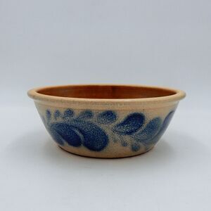 Cooksburg Pottery Salt Glazed Stoneware Bowl 7 Inch Blue Decorated Signed
